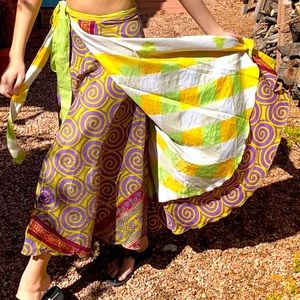 Reworked Vintage Sari Fabric Upcycle Layer Boho Bohemian Skirt